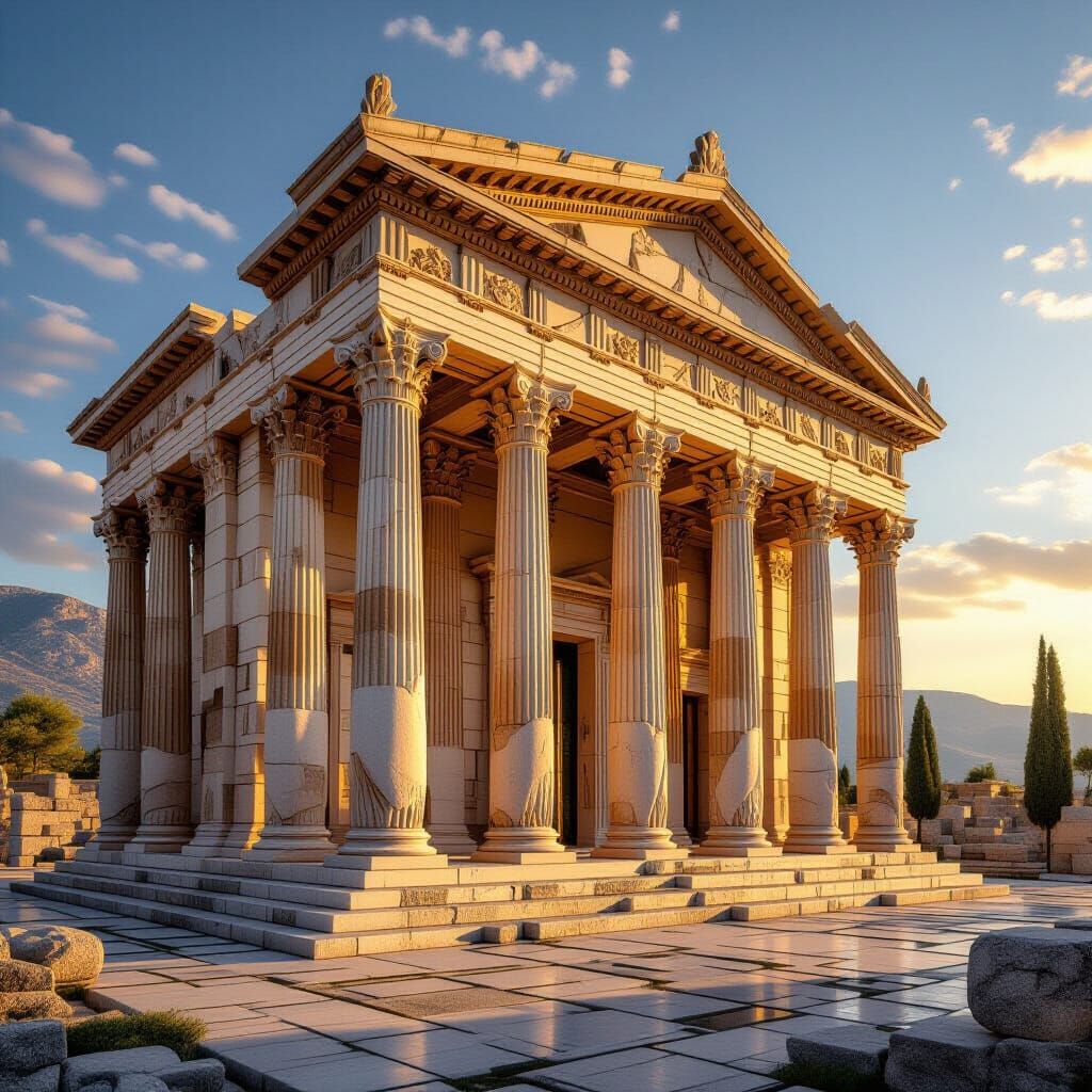 Temple of Artemis in Golden Hour Splendor