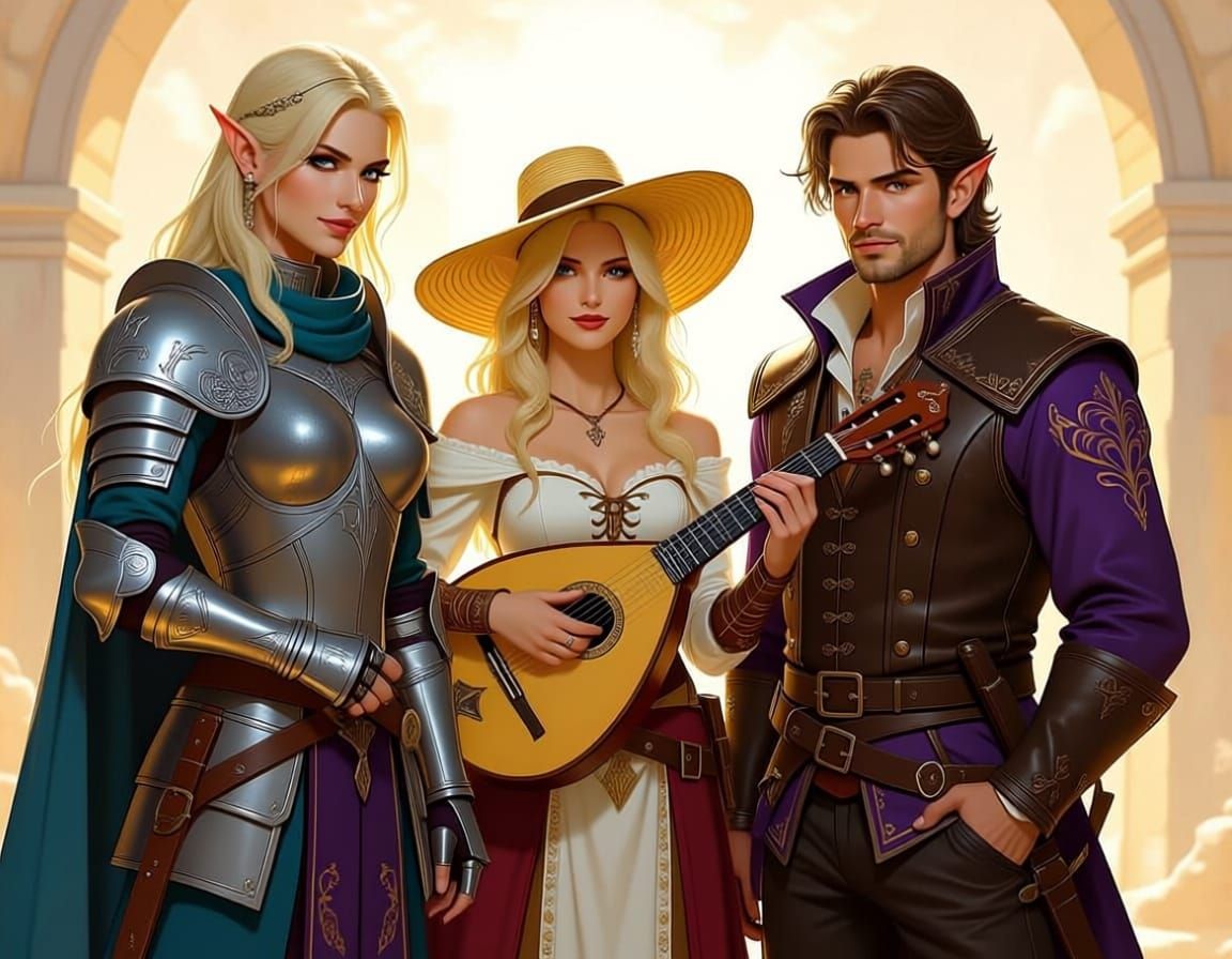 Fantasy Characters: Elf Paladin, Bard, Tiefling & Mage