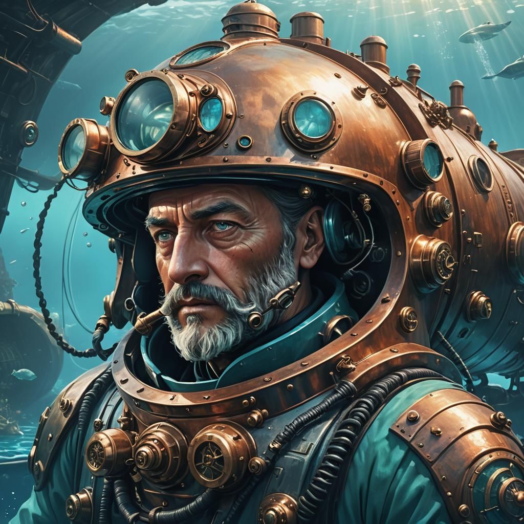 Nautilus Submarine in Vast Underwater Landscape