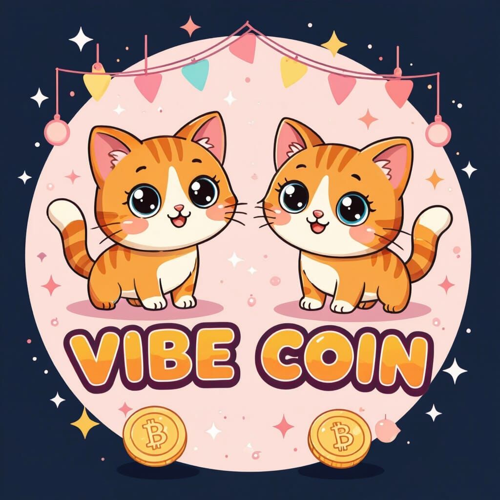 Cute Cartoon Cats For VIBE COIN Logo