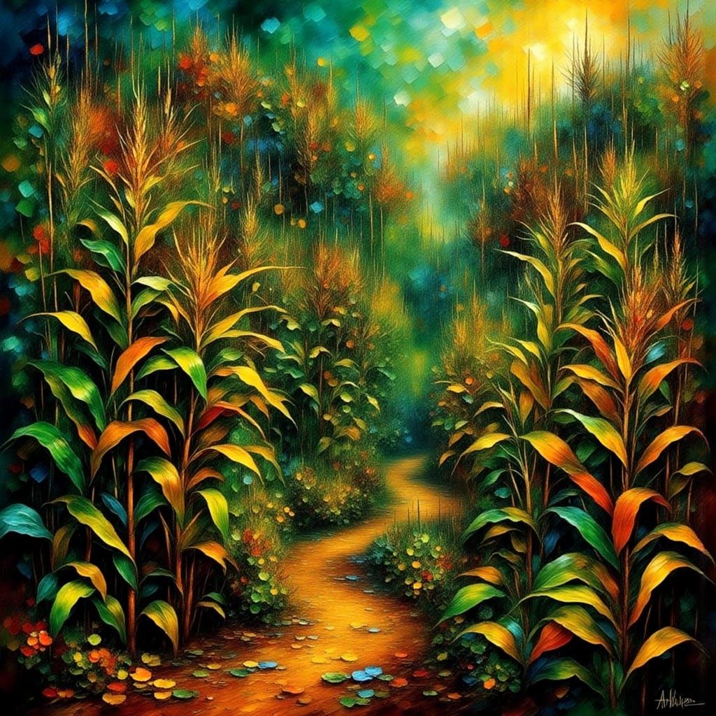 Majestic Cornfield Maze in Hyperrealistic Style