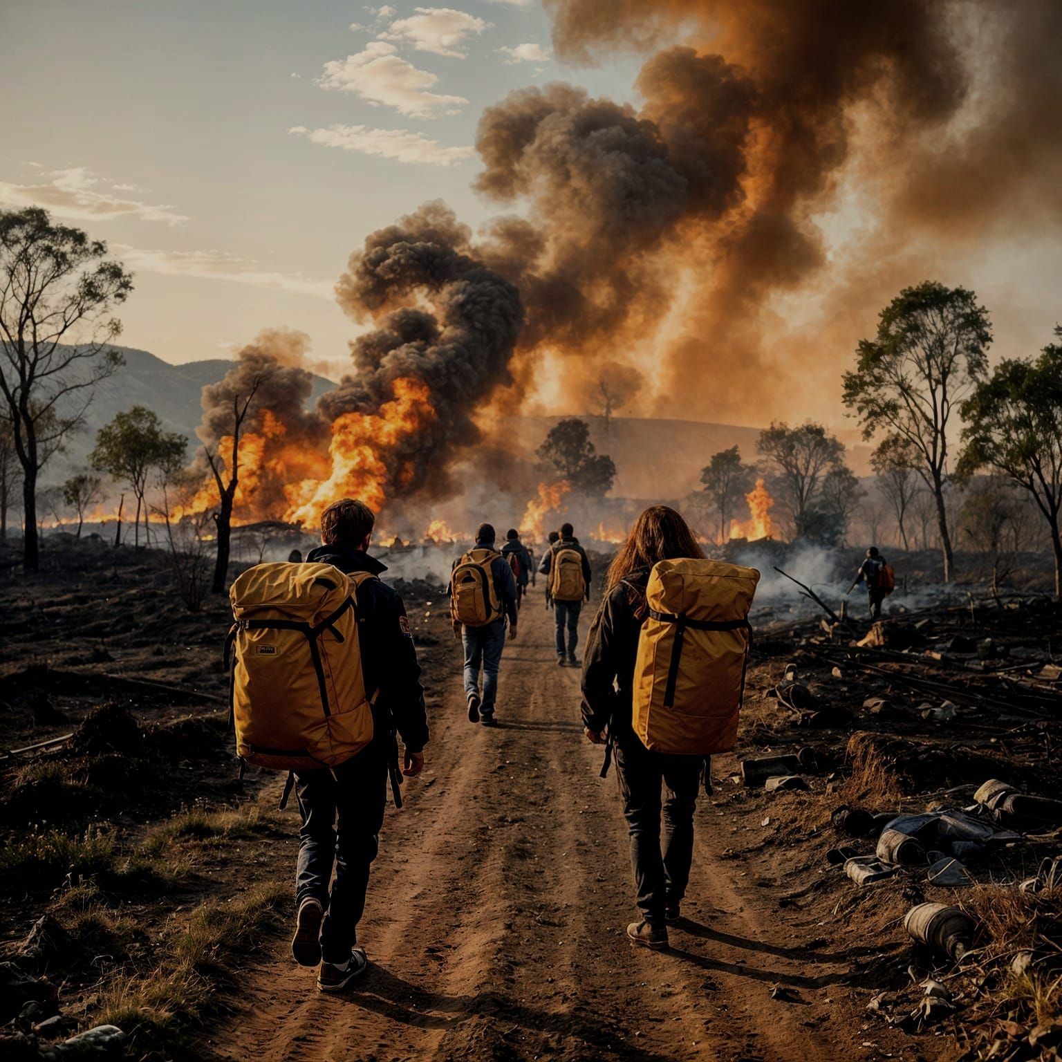 Rave Party Amidst Fire Devastation: Drone View