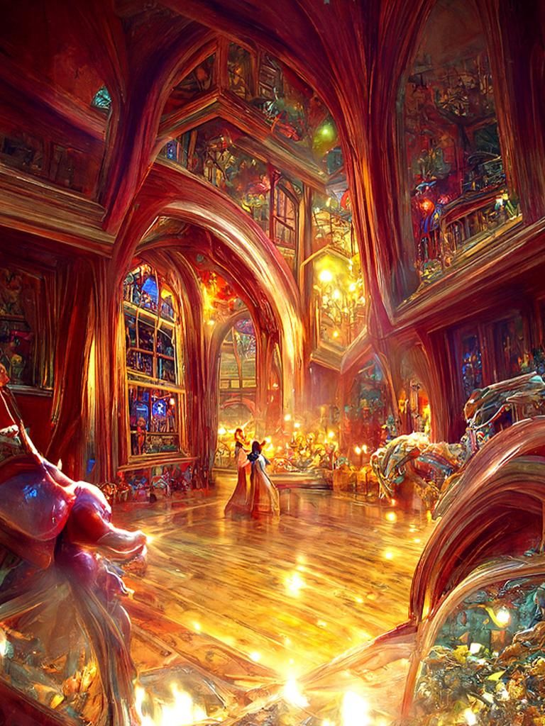 Beauty and the Beast Ballroom Dance, Fantasy Illustration