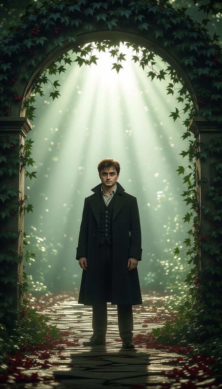 Mystical Archway Portrait with Dynamic Lighting