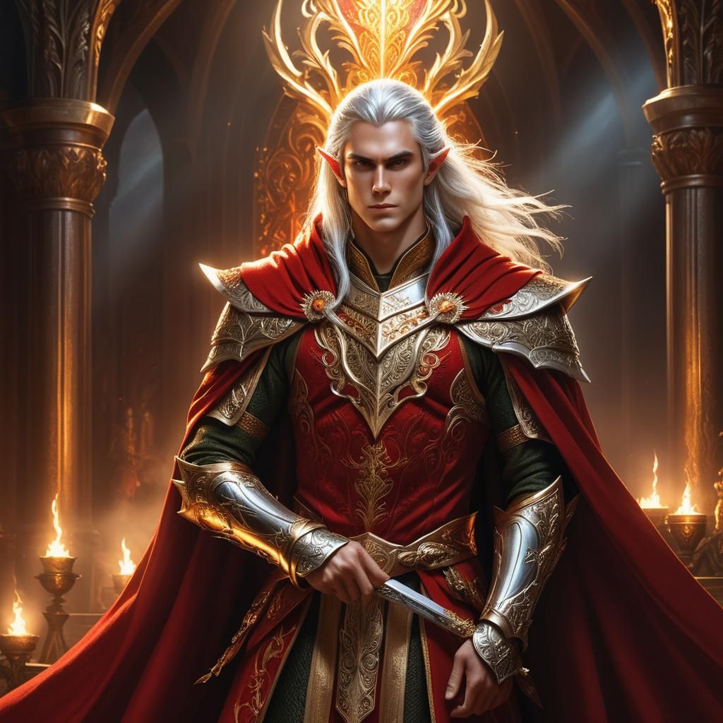 Handsome Elf Lord in Golden Armor
