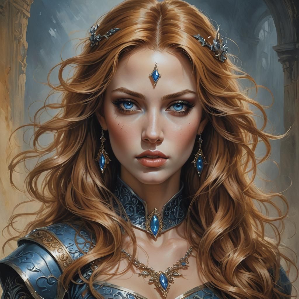 Fantasy Woman Portrait in Boris Vallejo Style