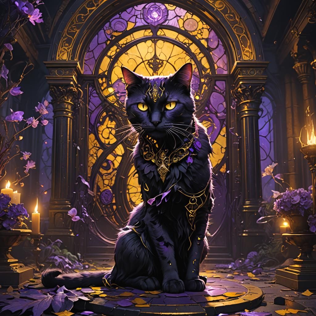 Dark Fantasy Cat in Hyperdetailed Style