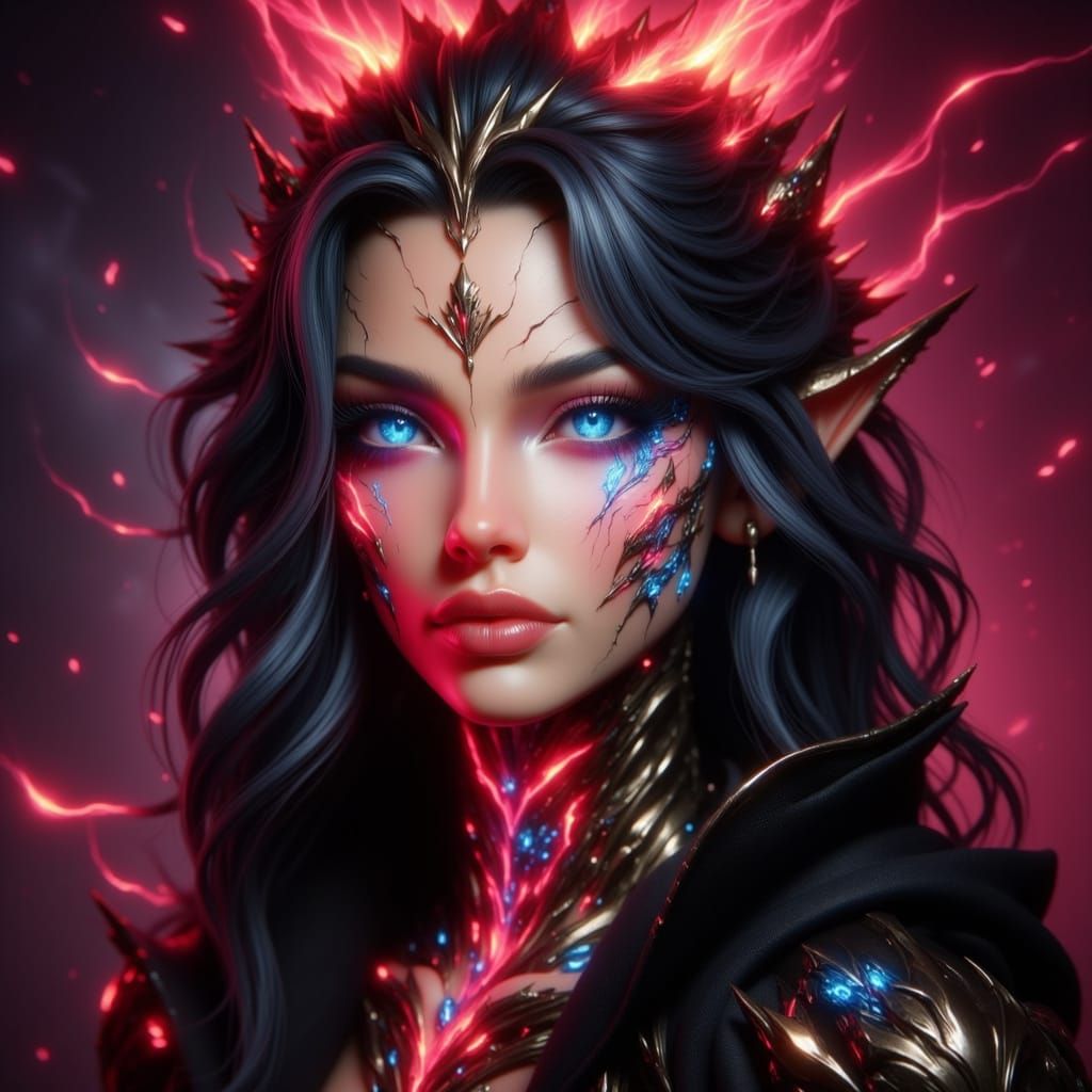 Anime Fairy Warrior with Rainbow Hair in Ethereal Setting