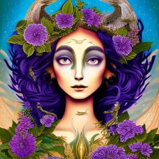 Gaia: Goddess of Earth in Dark Fantasy Style