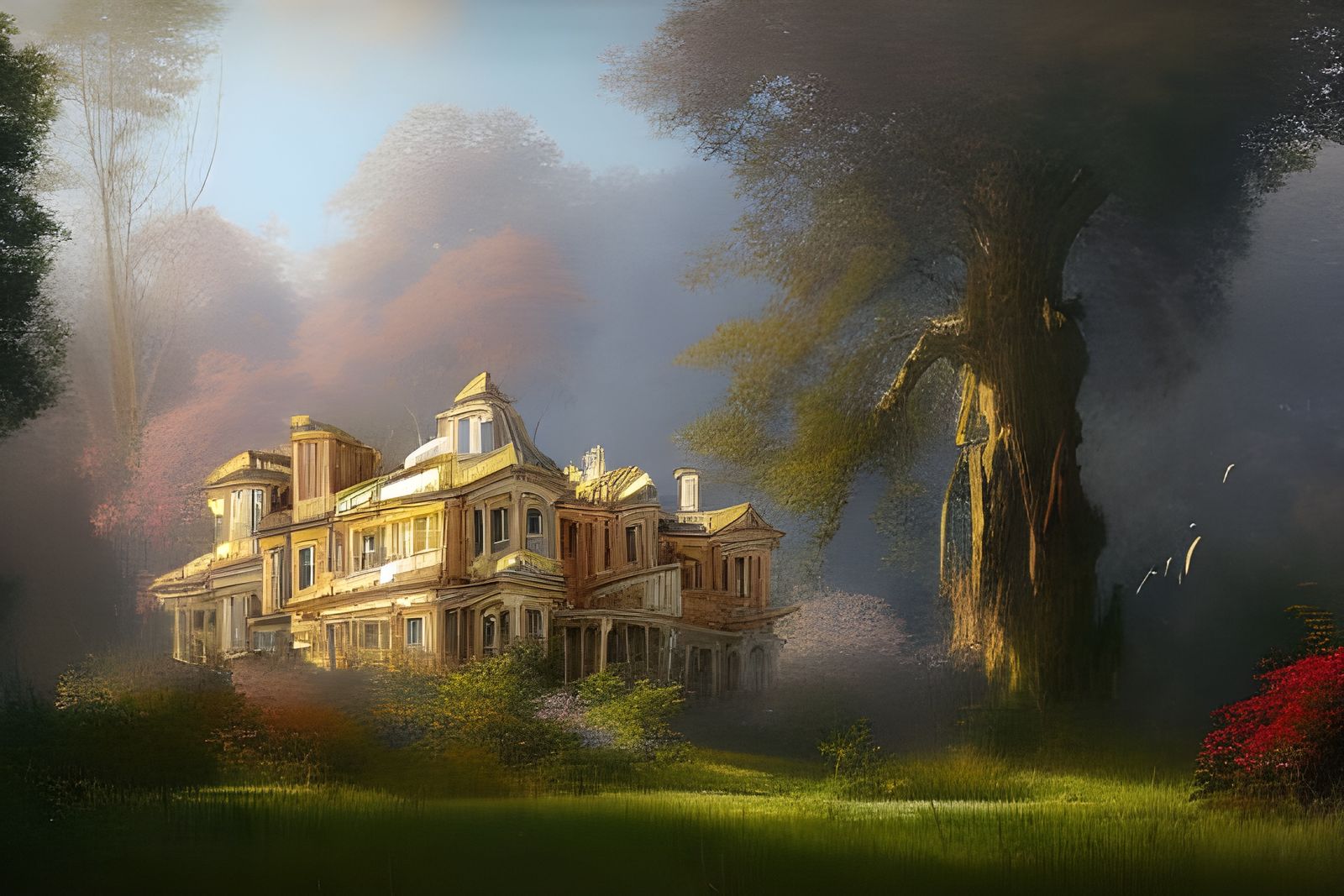 Extraterrestrial Overgrown Mansion Painting