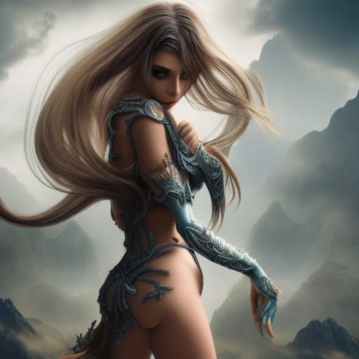 Epic Elf Woman with Long Flowing Hair