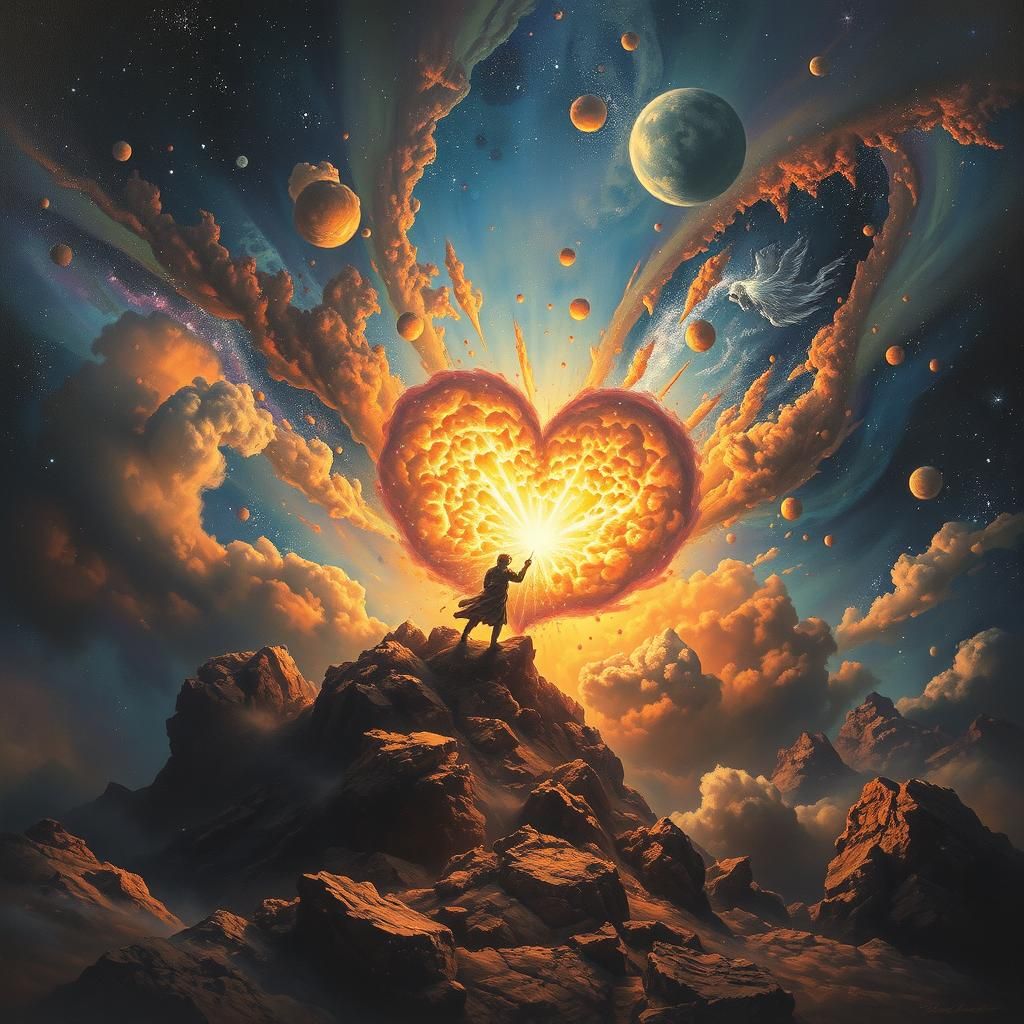 Explosion of Love Destroys Galaxy: Oil Painting