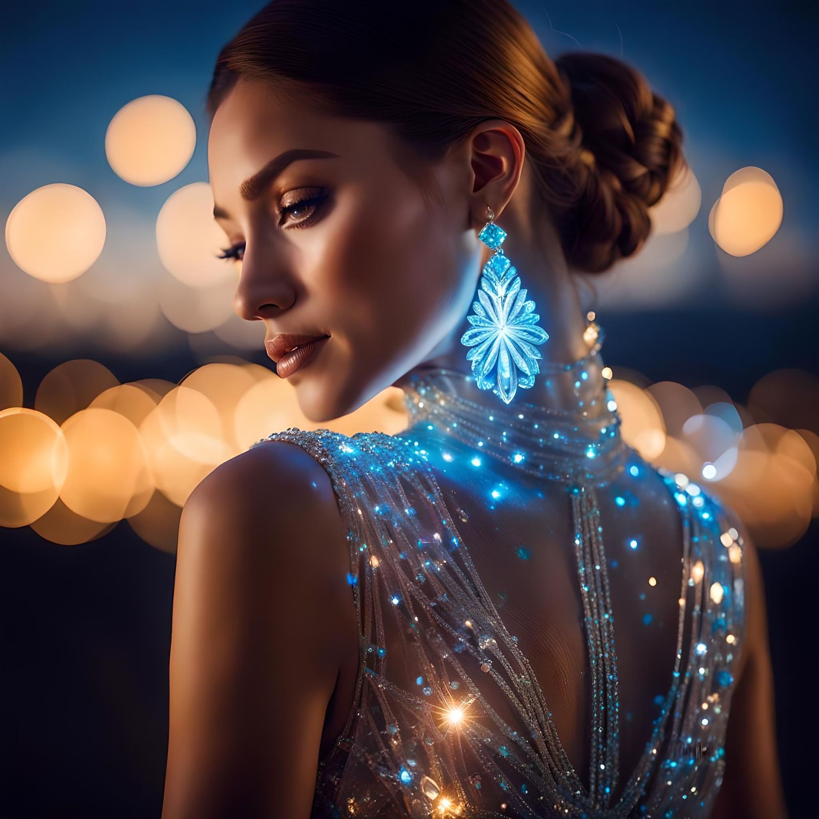 Woman in Transparent Glass Dress Portrait