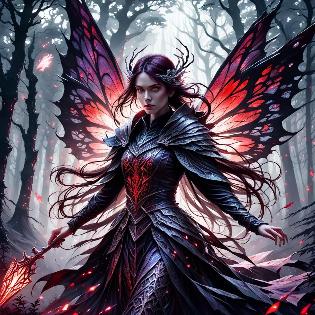 Ethereal Death Fairy in Shadowy Forest