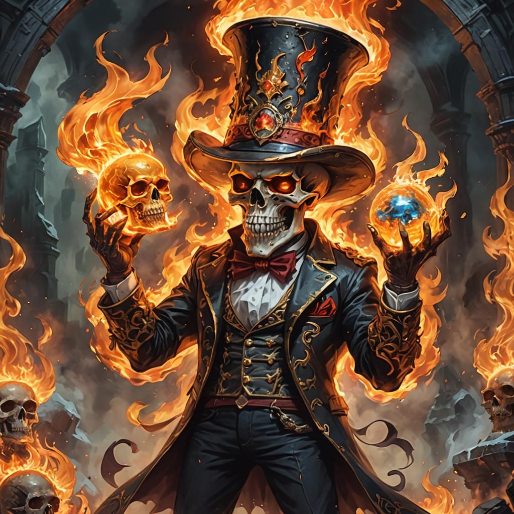 Godlike Skull with Worlds of Fire and Ice