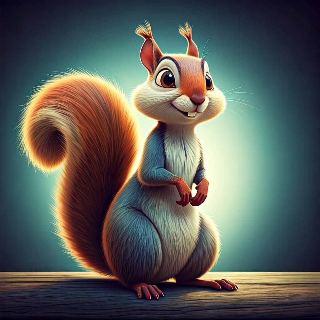 Cartoon Squirrel in Pixar-Disney Style, 4K