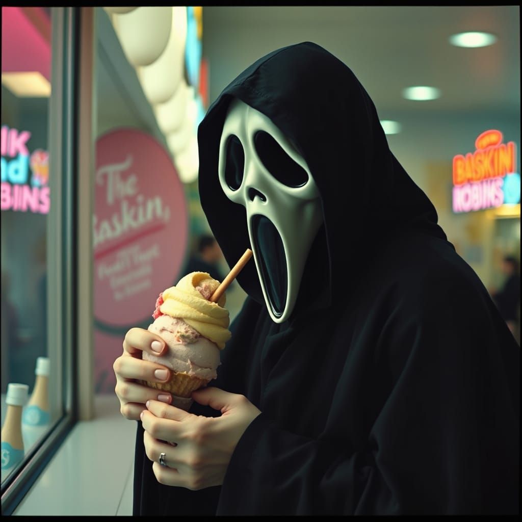 Ghostface Enjoys Ice Cream: Cinematic 35mm Film