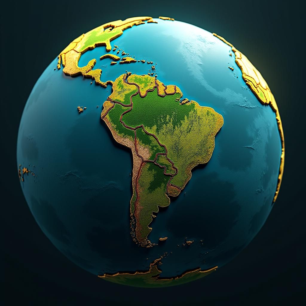 3D Earth Globe with Peru Highlighted