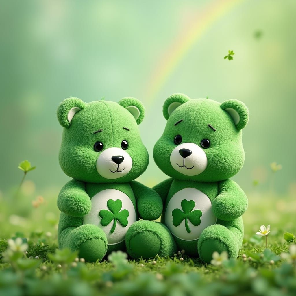 Green Care Bears with Clovers