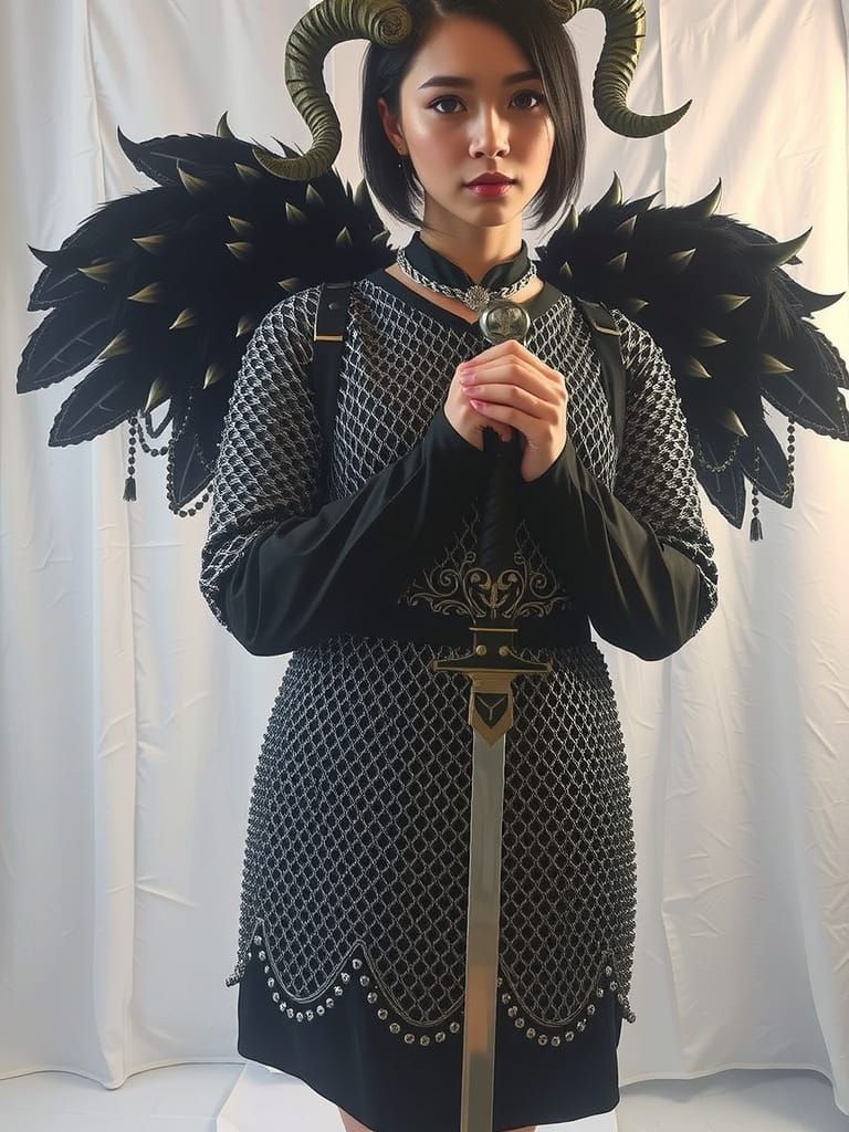 Emo Warrior Maiden with Anime-Style Armor and Sword