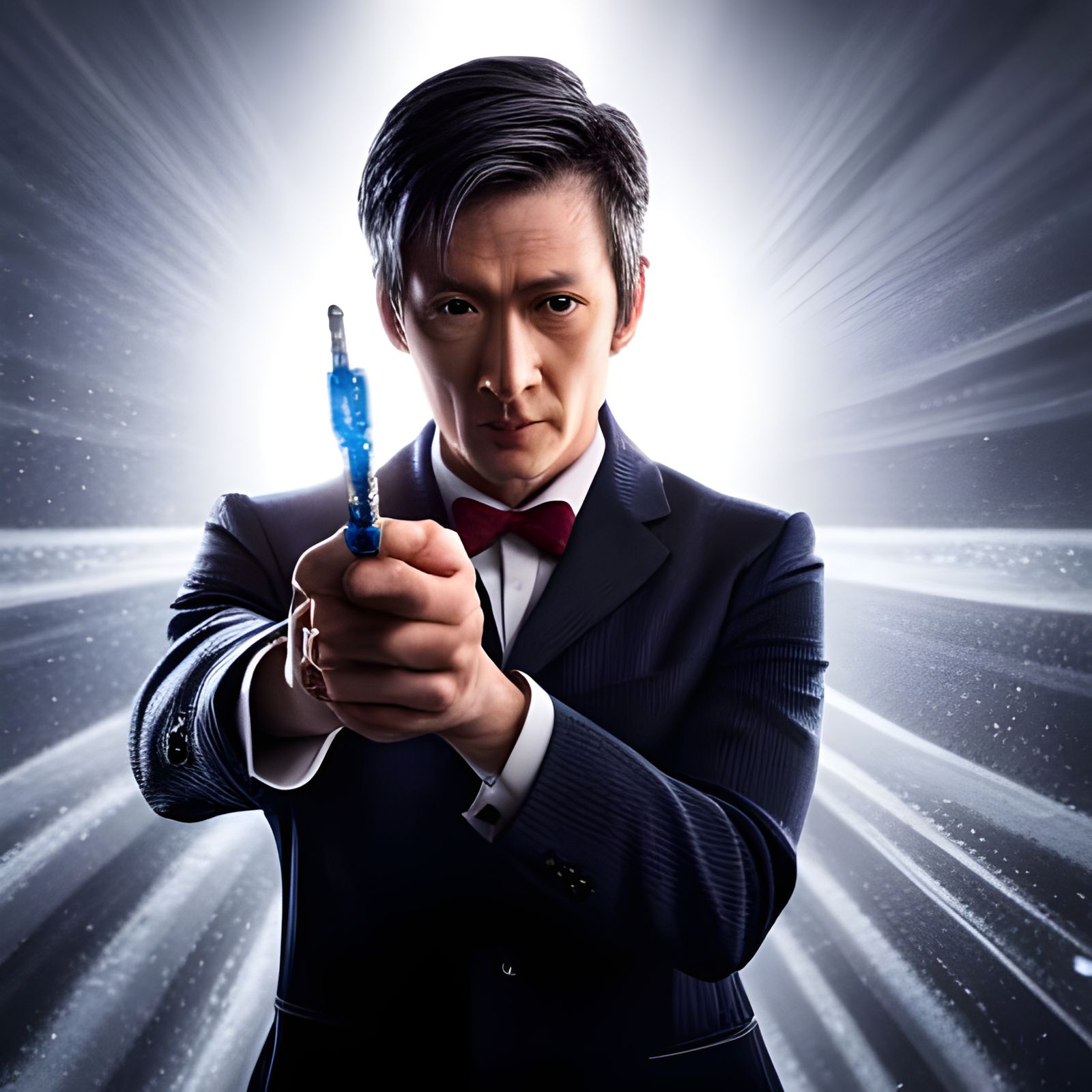 Young Asian Doctor Who with Sonic Screwdriver
