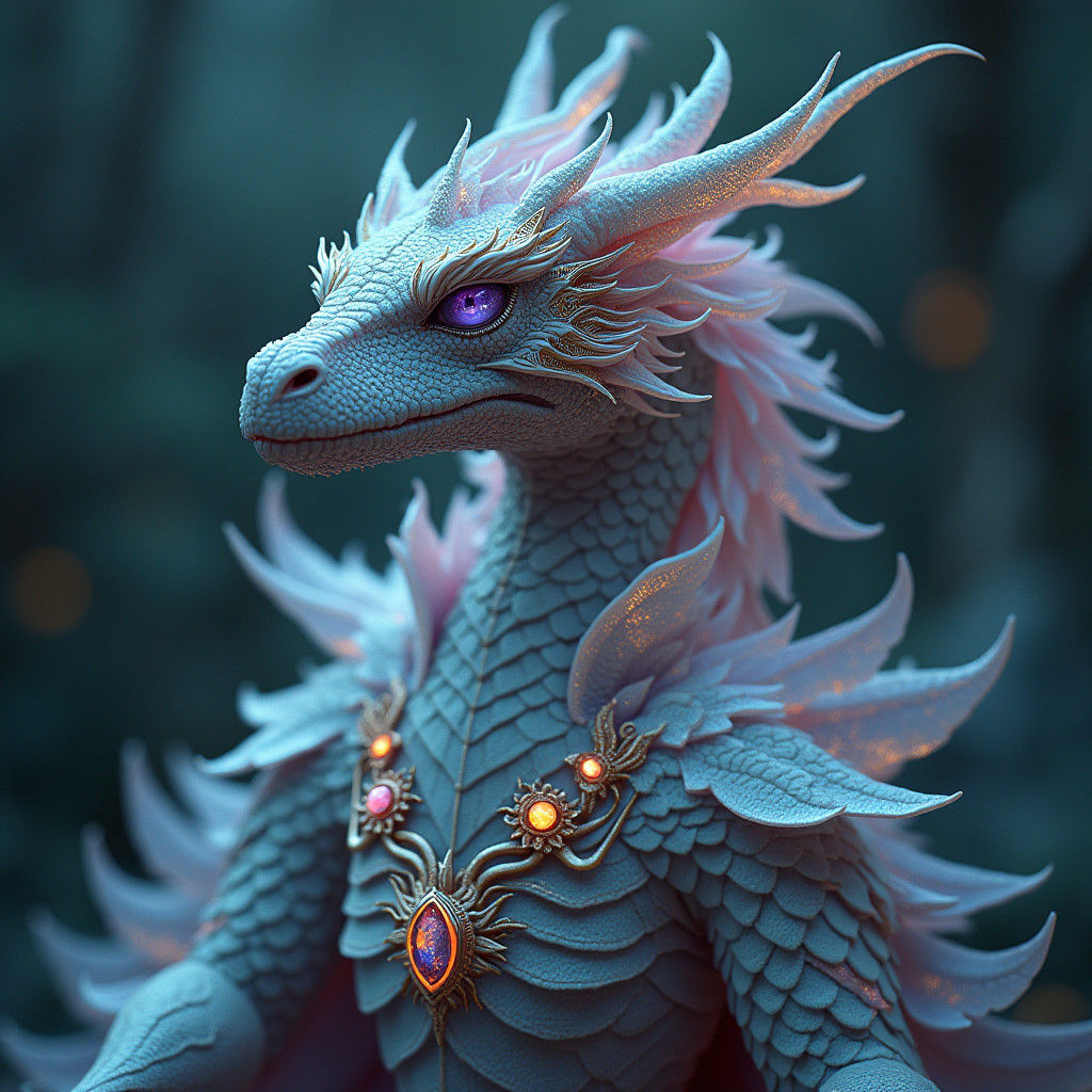 Majestic Dragon in Regal Pose, Hyperrealistic Style
