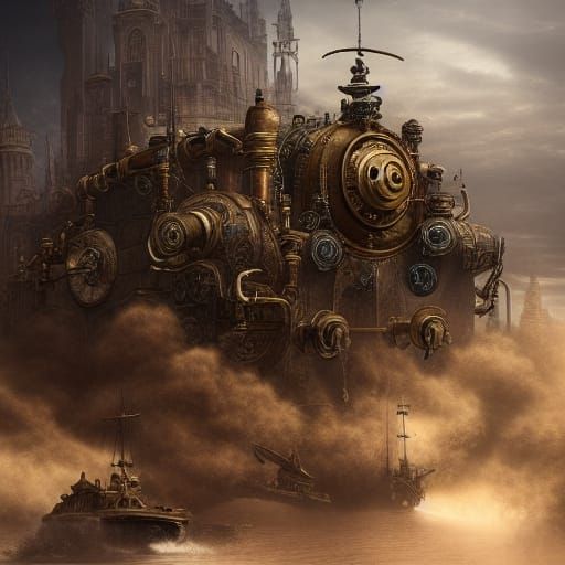 Renaissance Steampunk Tank: Epic Digital Matte Painting