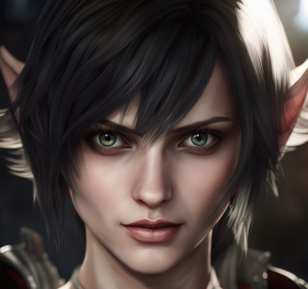 Lady as Beautiful Female Elf Character Portrait