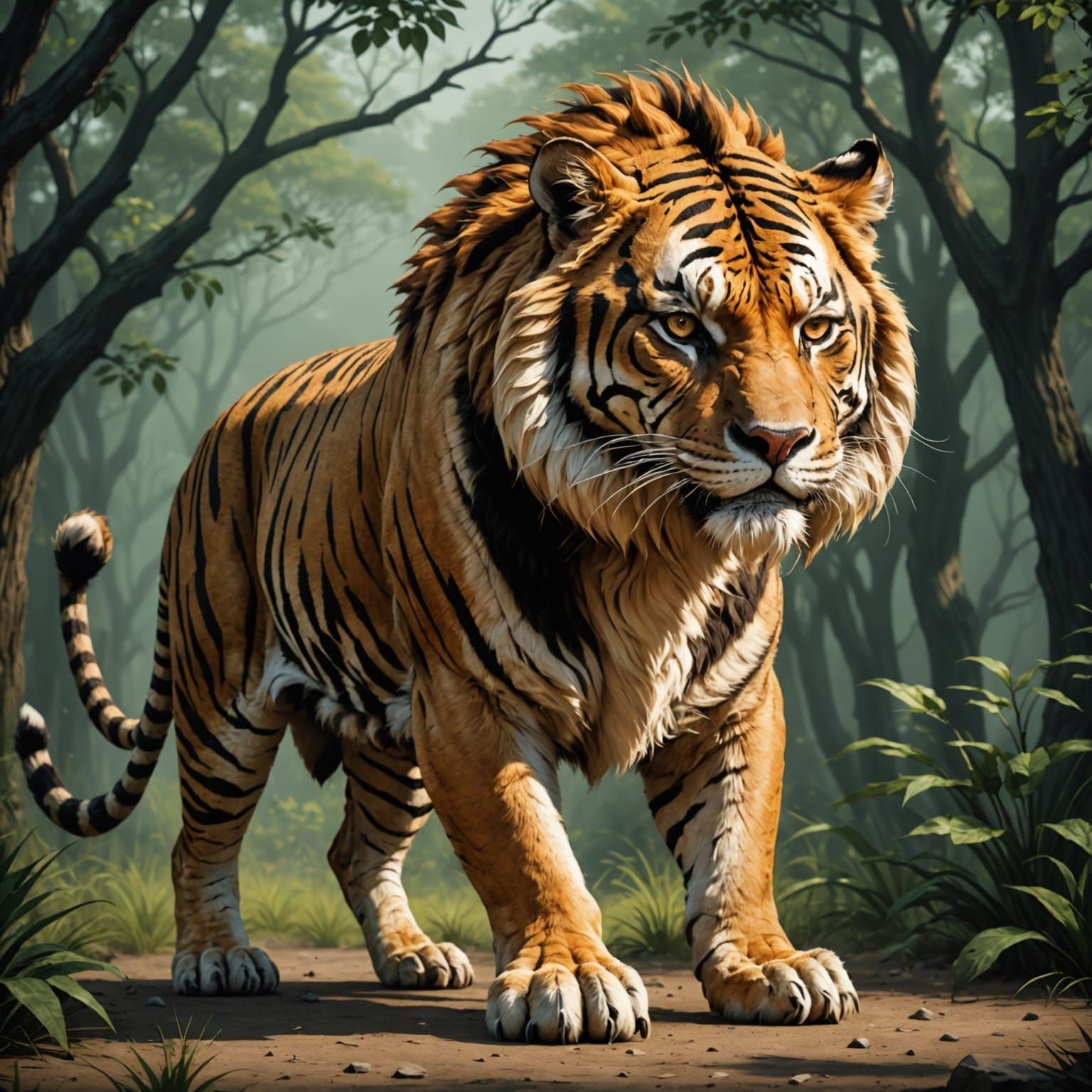 Surreal Liger with a Grumpy Expression