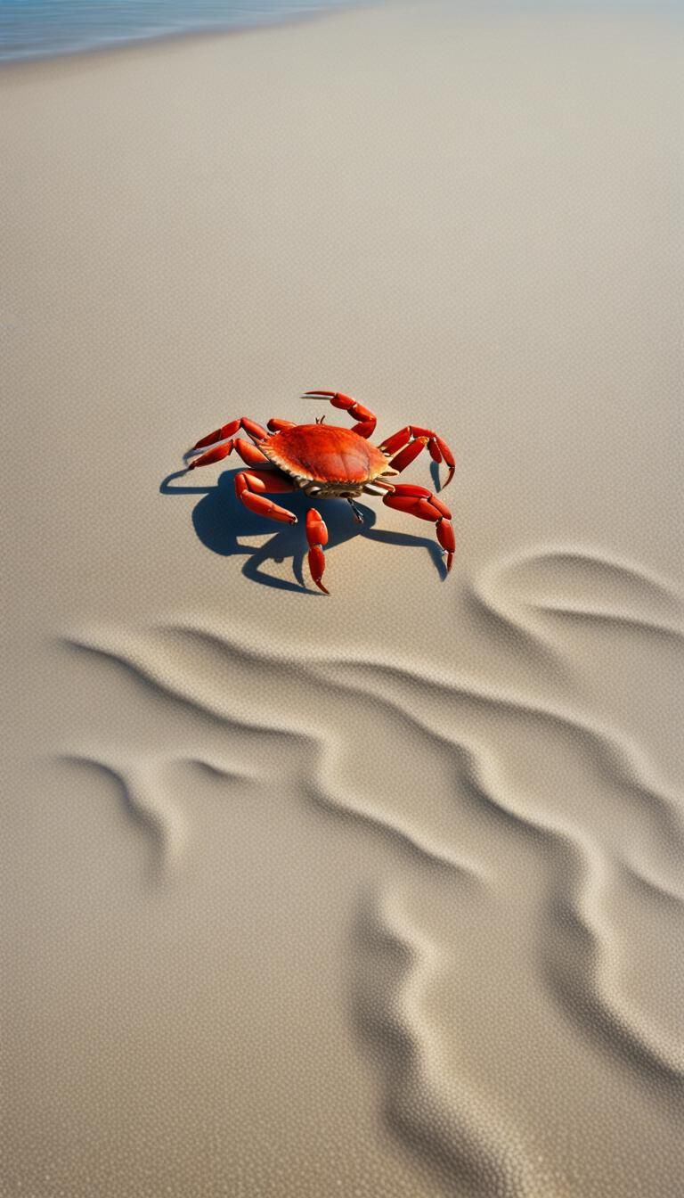 Red Crab Walks on Sandy Beach