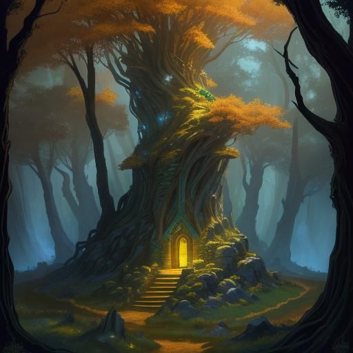 Fantasy Elf in Vibrant Cityscape: Digital Art