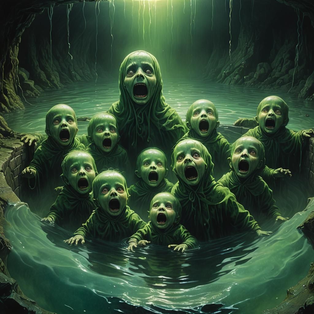 Baby Ghosts Screaming in a Well as Dark Fantasy