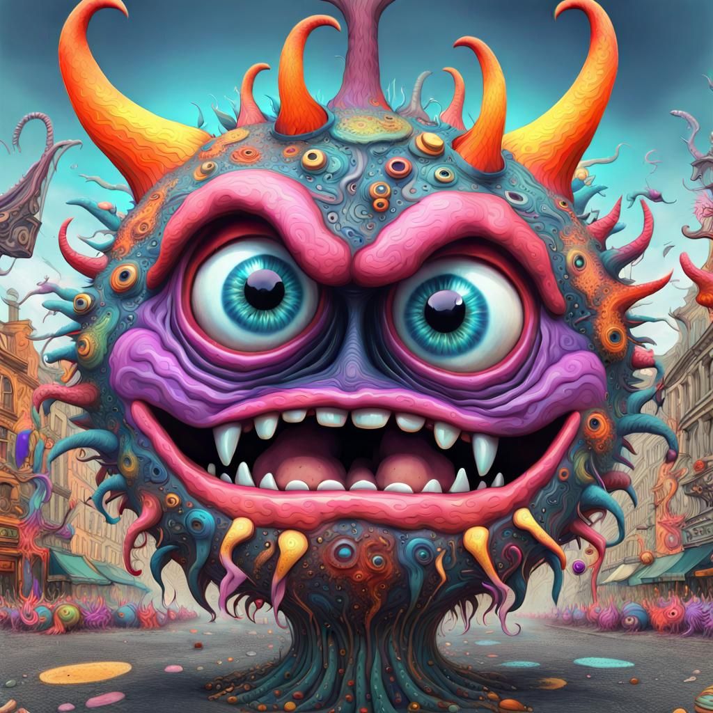 Colorful Psychotic Monster in a Surreal Digital Art