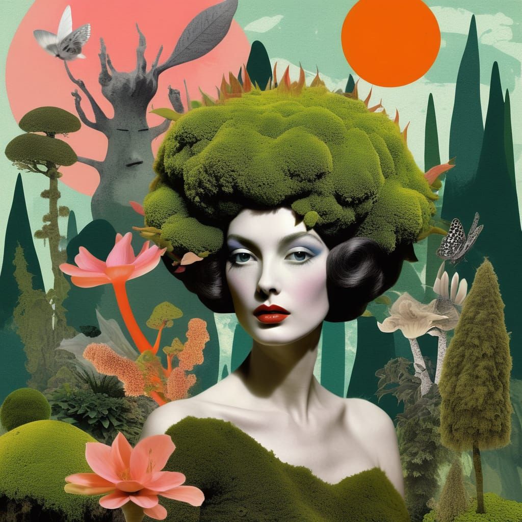 Surreal Garden Muse in Organic Textures