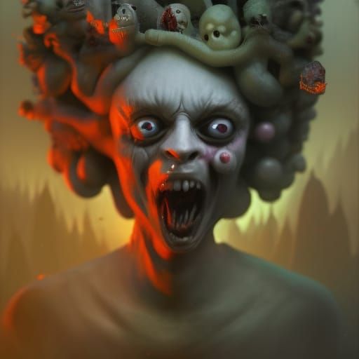 Demon in Ethereal Forest, Hyperrealistic Dark Fantasy Art