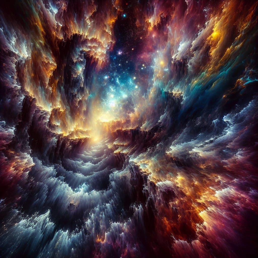 Ethereal Astral Cosmic Chasm in Mixed Media