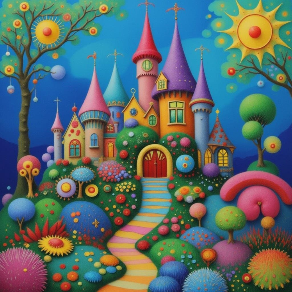 Felt Castle by the Sea with Gemstone Accents