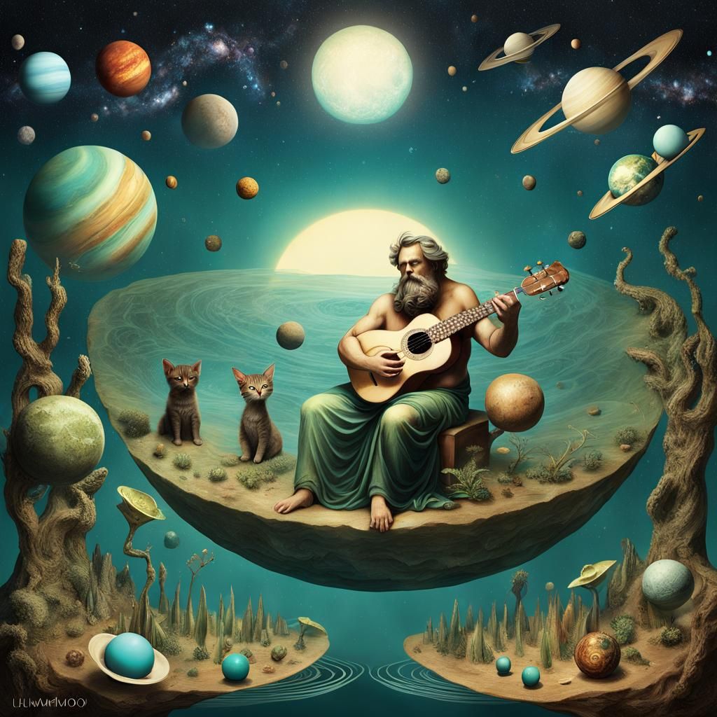 Chaotic Untamed Universe with Ukulele: AI Art