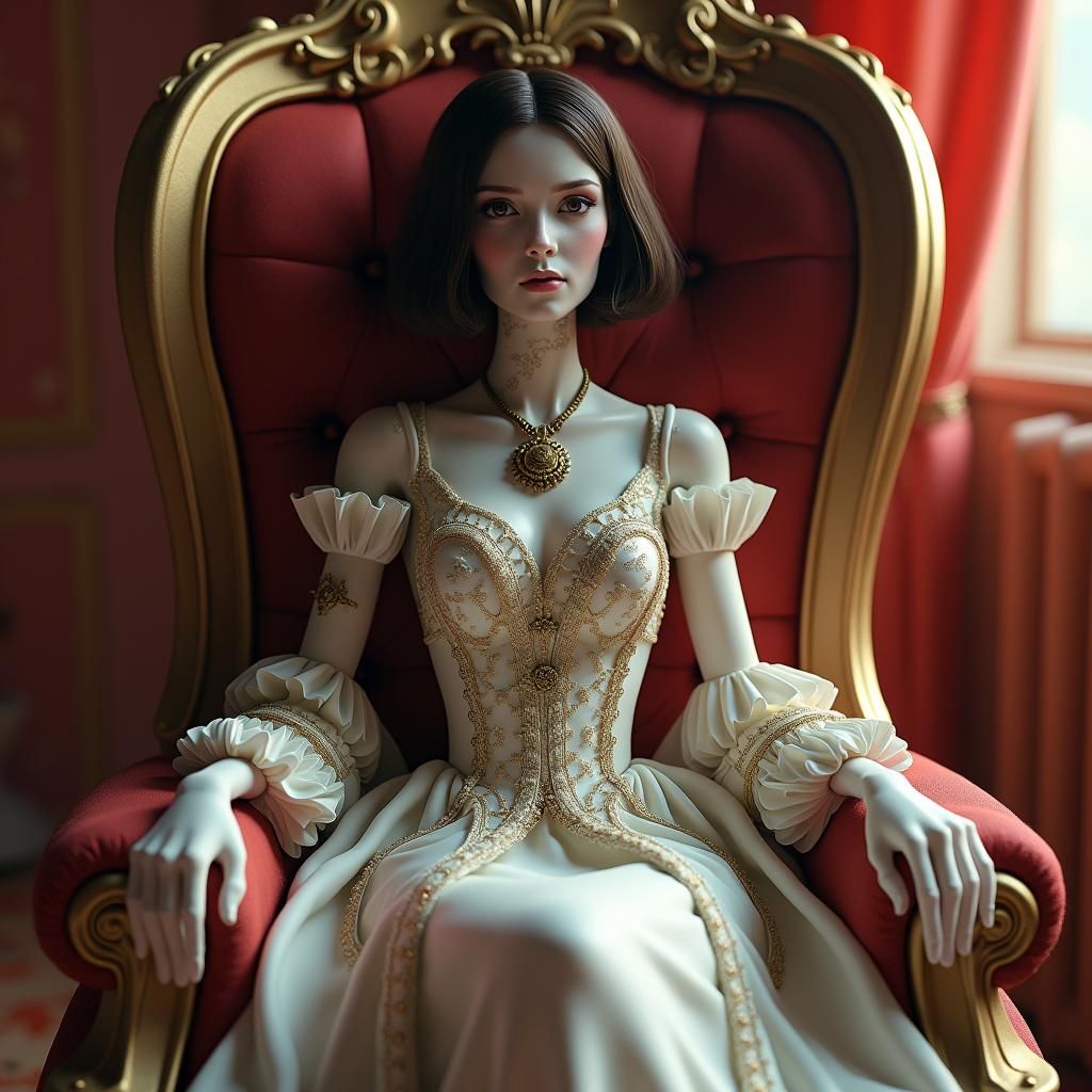 Robotic Queen Lexi in Doll Realm, Ultra-Realistic Lighting