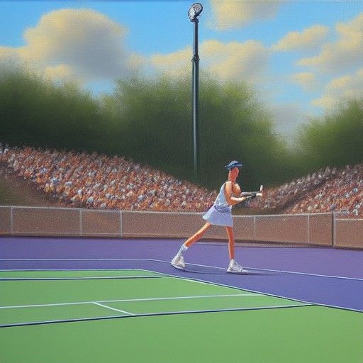Tennis Match as Oil Painting by James Gurney