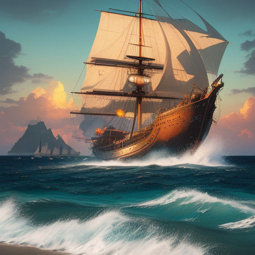 A Hyper-Realistic Sailboat Sets Sail towards a Tropical Isla...