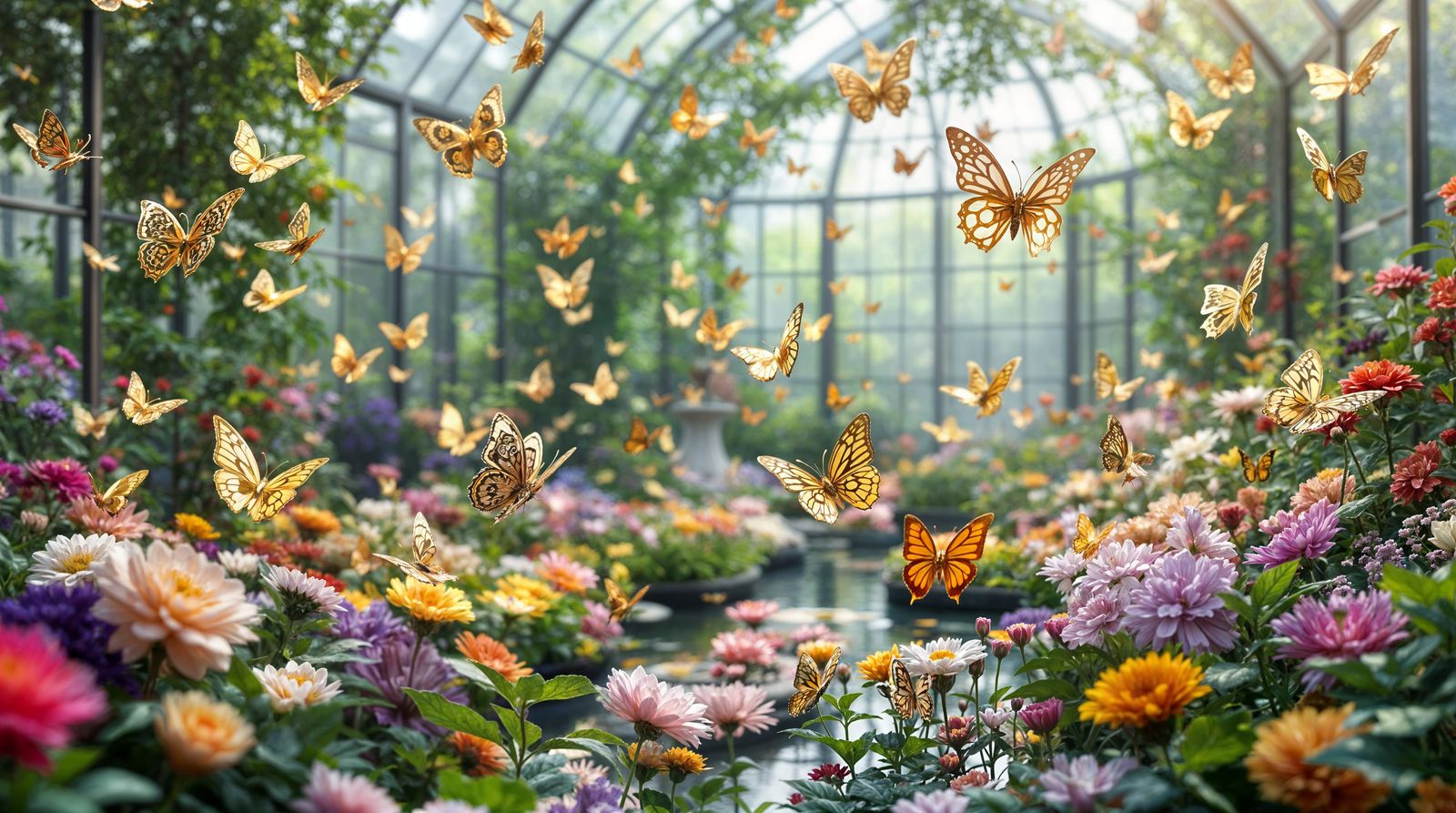 Steampunk Mechanical Butterfly Garden Sanctuary
