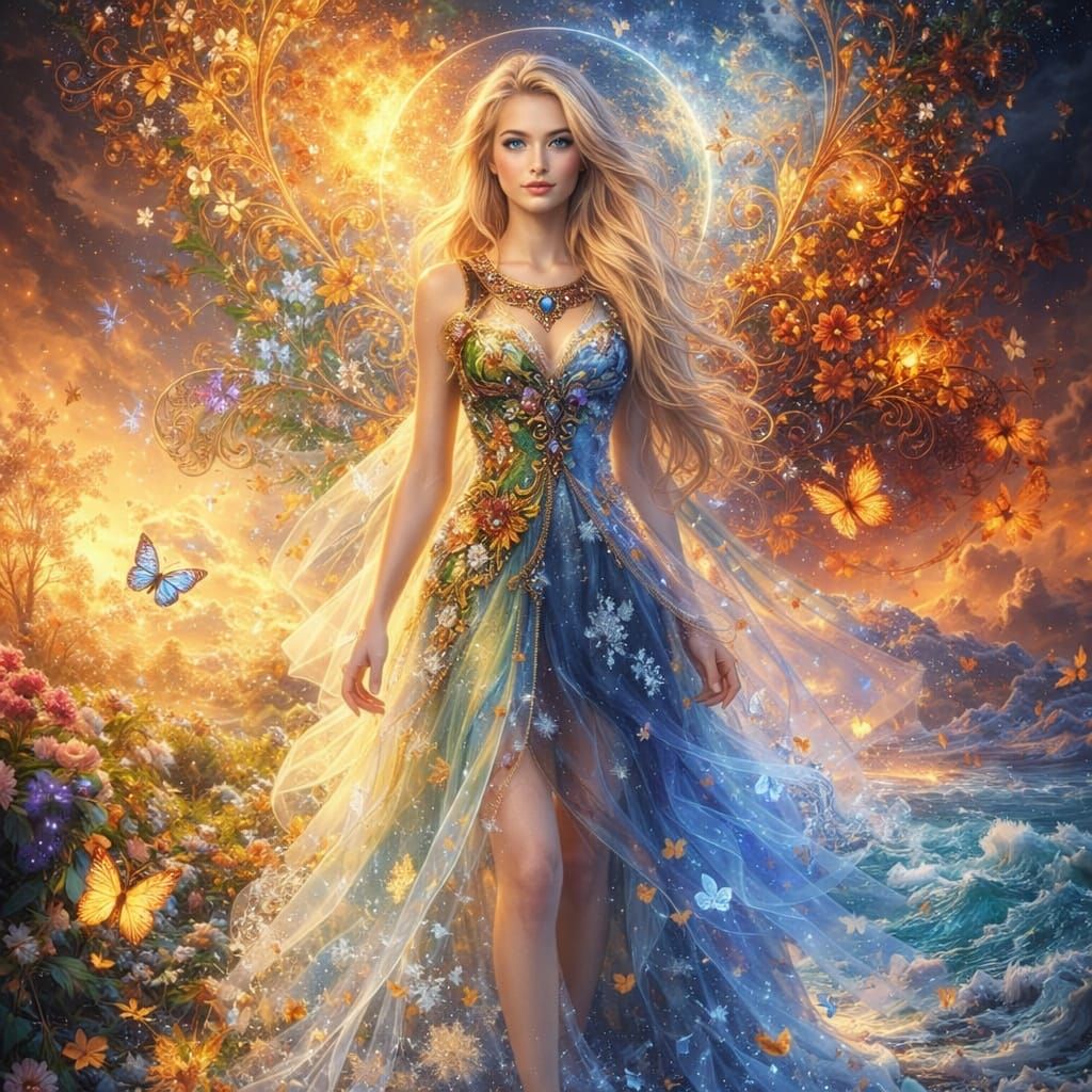 Elegant Four Seasons Portrait in Dynamic Style