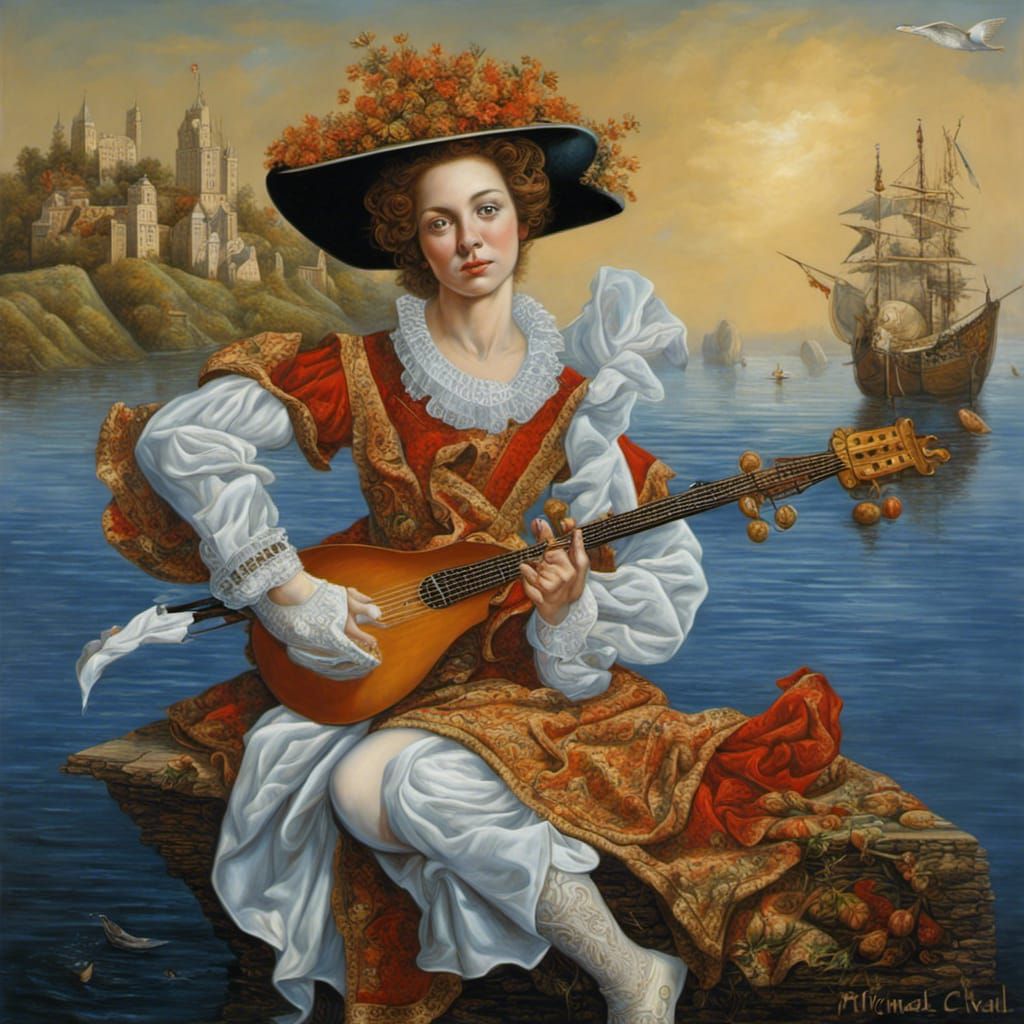 Surreal Lute Composition in Cheval Style