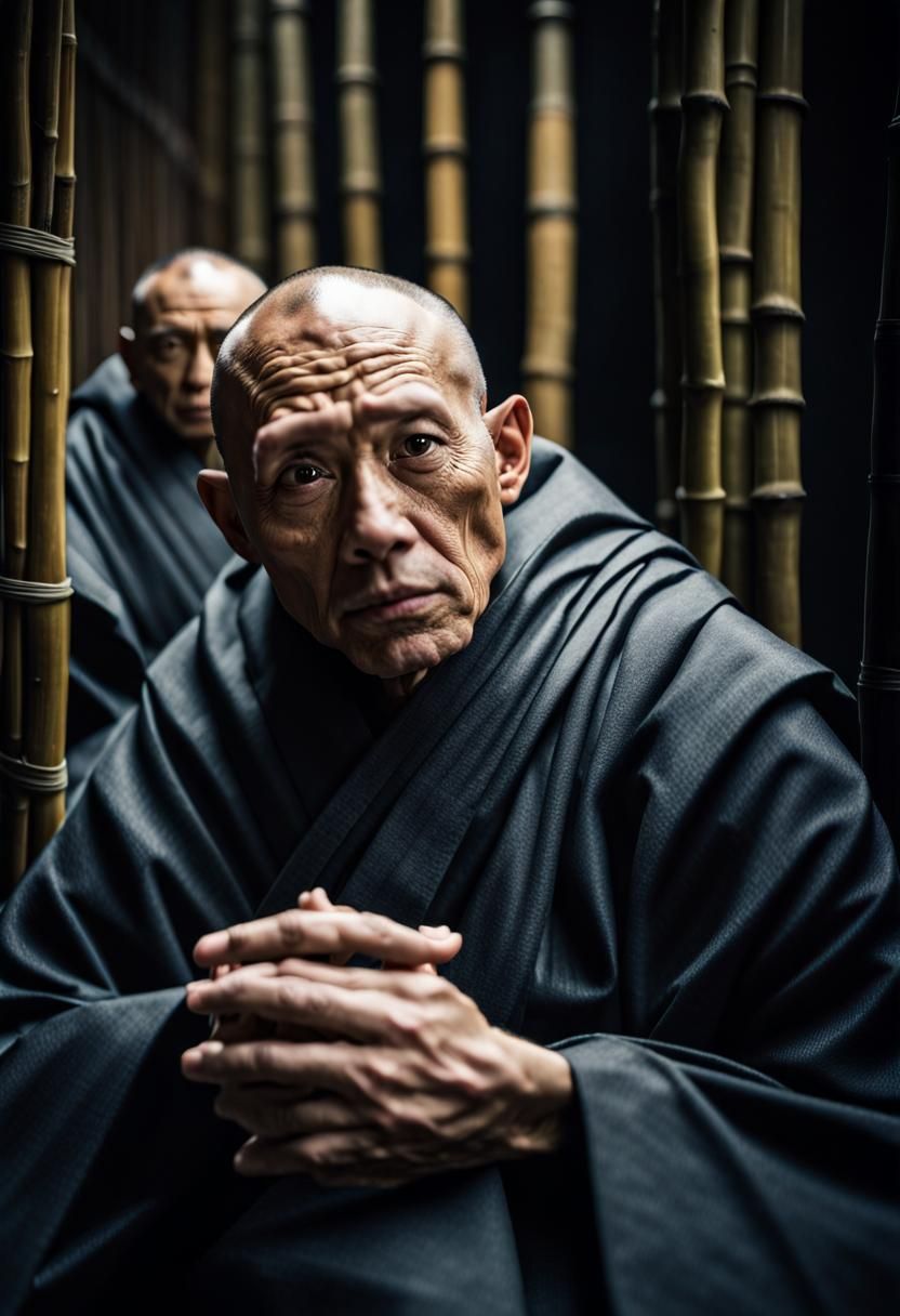 Blissful Monk Portrait in Naturalistic Style