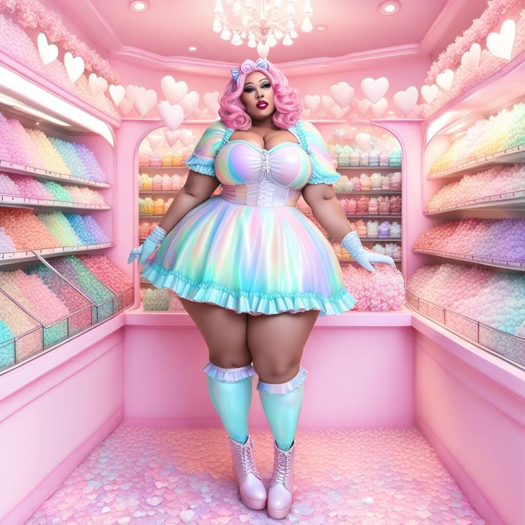 Voluptuous Pastel Princess in a Candy Shop