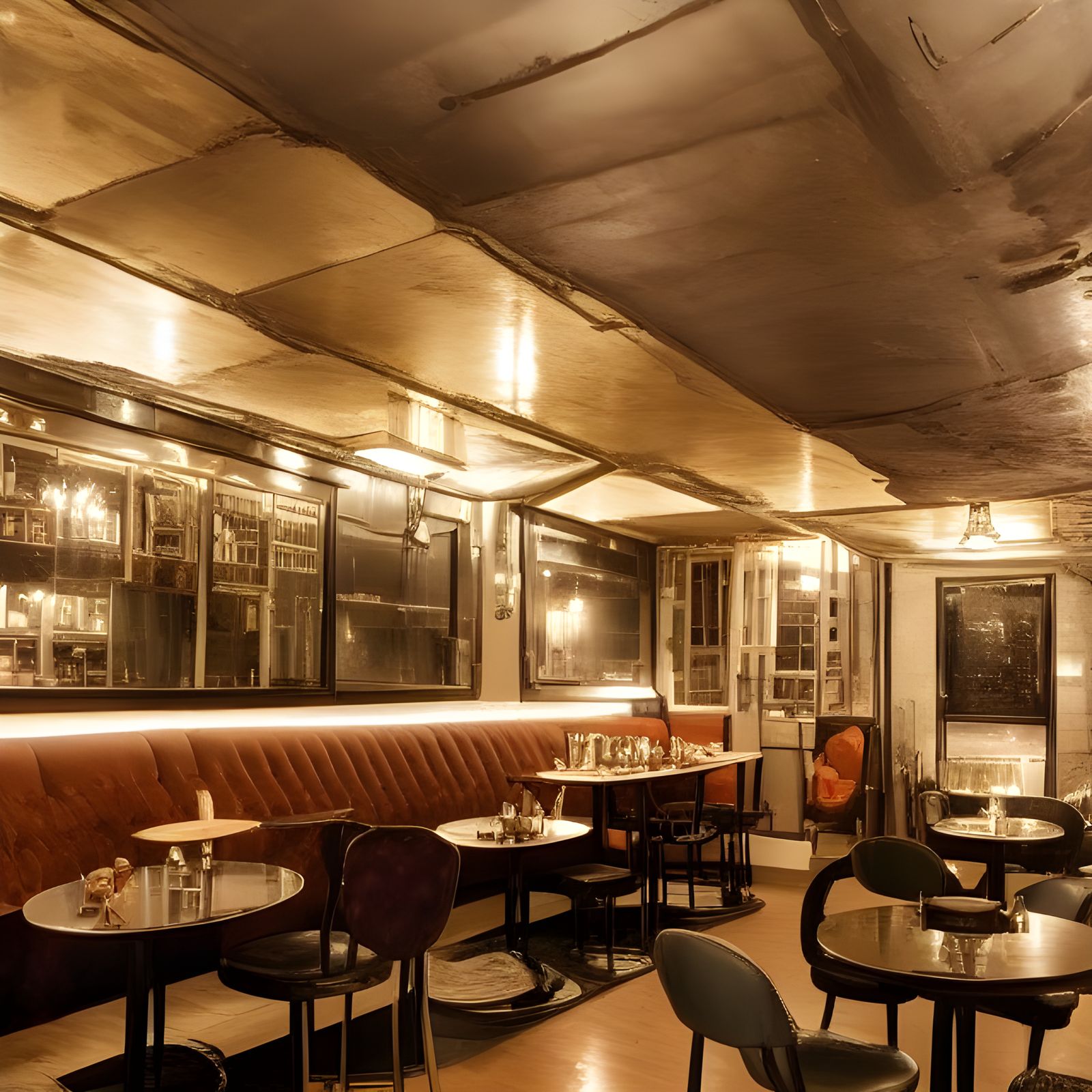 Elegant 1920s Night Cafe in Art Nouveau Style