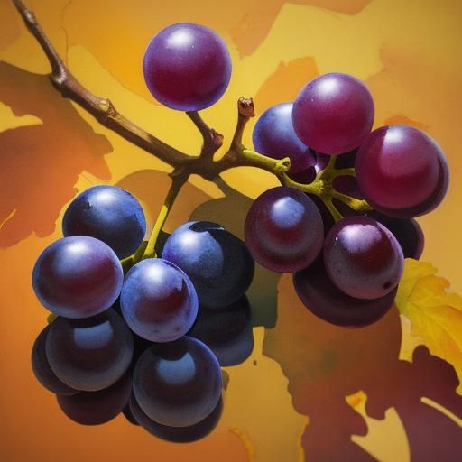 Sun-Kissed Grapes in Abstract Expressionist Oil Painting