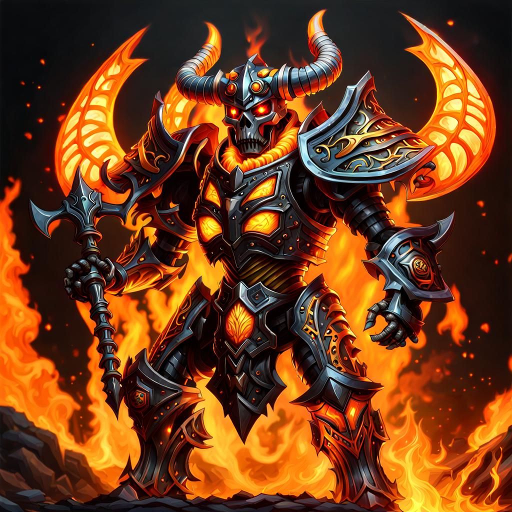 Fiery Minotaur Knight Golem in Attack Mode