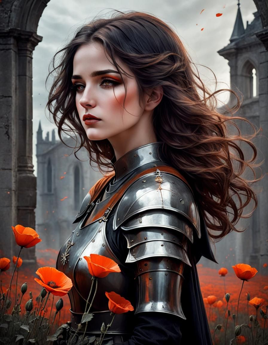 Melancholic woman knight